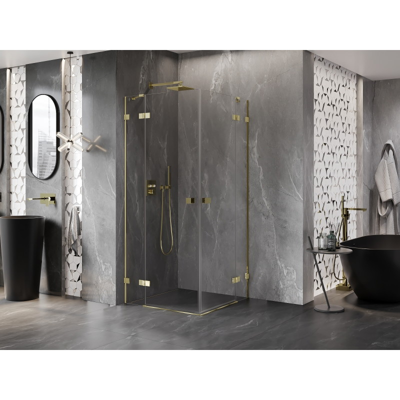 Mexen Lunar Duo hinged dušikabiin 100 x 100 cm, läbipaistev, kuldne - 834-100L-100P-50-00