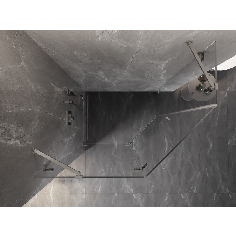 Mexen Lunar petkotna pršna kabina z leve strani 100 x 80 cm, prozorna, brušeni nikelj - 831-100L-080P-97-00-L