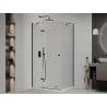 Mexen Roma cabine de douche pivotante 100 x 80 cm, transparente, noire + receveur plat, blanc - 854-100-080-70-00-4010B