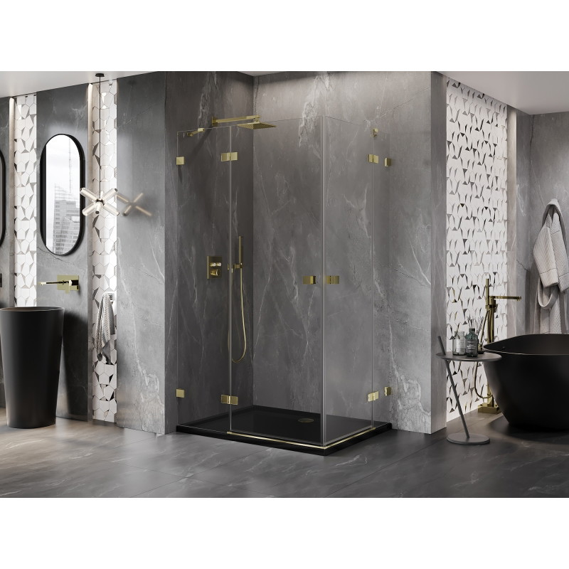 Mexen Lunar Duo kabina za tuš s lijevim otvaranjem 110 x 75 cm, prozirna, zlatna - 834-110L-075P-50-00