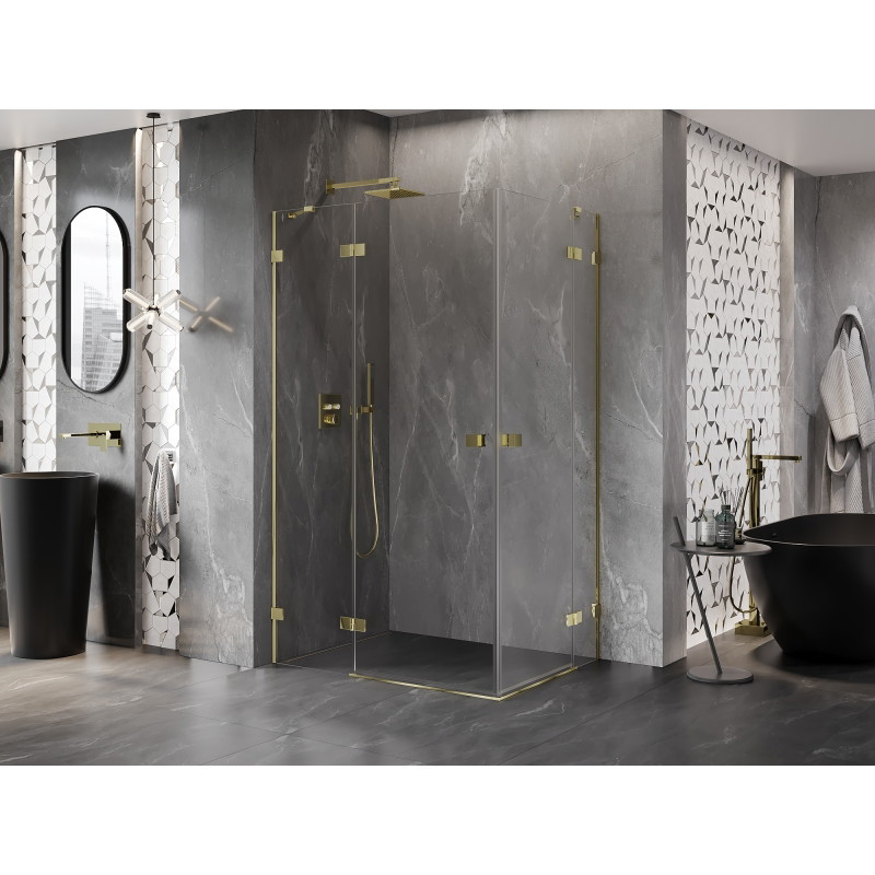 Mexen Lunar Duo kabina za tuš s lijevim otvaranjem 110 x 75 cm, prozirna, zlatna - 834-110L-075P-50-00