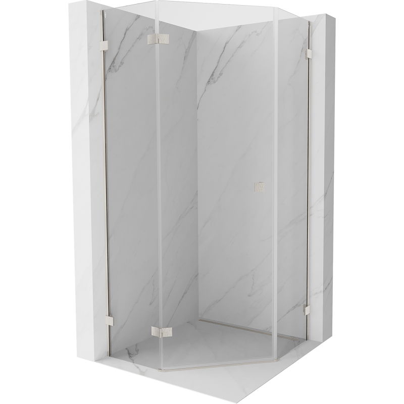 Mexen Lunar fünfeckige Duschkabine, links öffnend, 100 x 100 cm, transparent, gebürsteter Nickel - 831-100L-100P-97-00-L