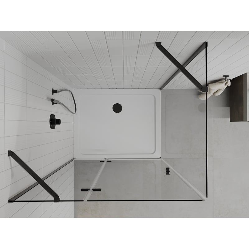 Mexen Roma hinged shower cabin 100 x 80 cm, transparent, black + Flat shower tray, white - 854-100-080-70-00-4010B