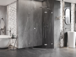 Mexen Lunar καμπίνα ντους πενταγωνική δεξιά 80 x 80 cm, διαφανής, χρώμιο