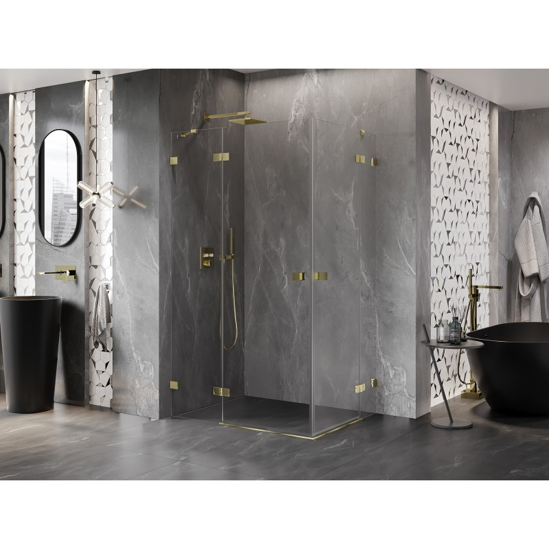 Mexen Lunar Duo tuš kabina zakretna lijeva 115 x 105 cm, prozirna, zlatna - 834-115L-105P-50-00