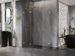 Mexen Lunar Duo kabina za tuš s zaokretnim vratima lijeva 115 x 110 cm, prozirna, zlatna - 834-115L-110P-50-00