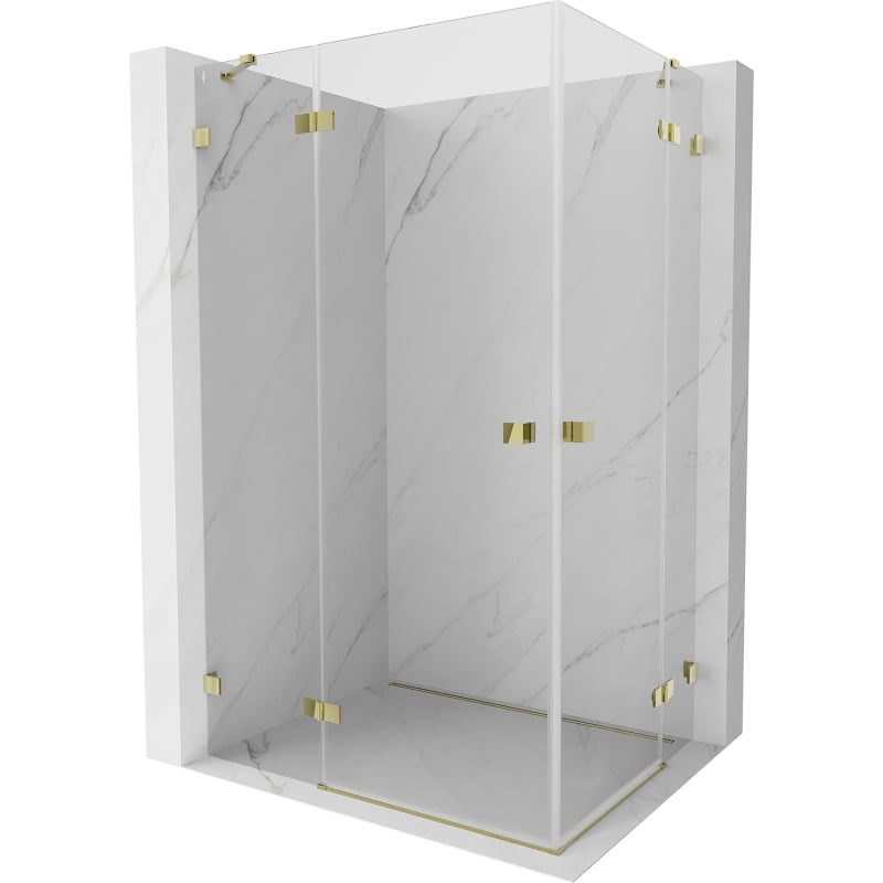 Mexen Lunar Duo cabine de douche pivotante 120 x 100 cm, transparent, or - 834-120L-100P-50-00