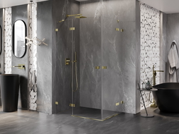 Mexen Lunar Duo scharnierende douchecabine 120 x 100 cm, transparant, goud - 834-120L-100P-50-00