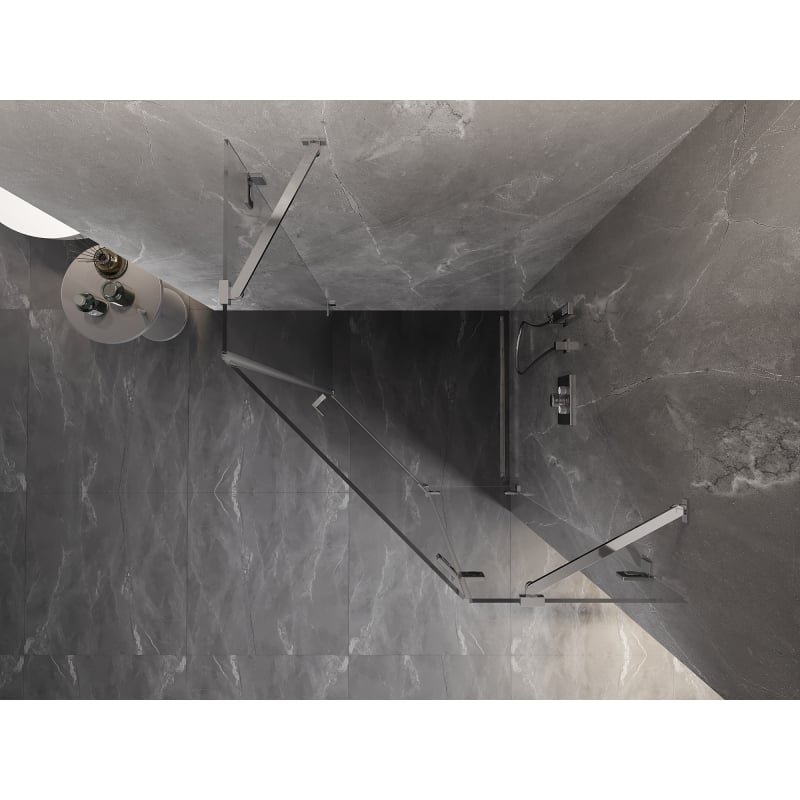 Mexen Lunar vijfhoekige douchecabine scharnierend rechts 90 x 90 cm, transparant, chroom - 831-090P-090L-01-00-P