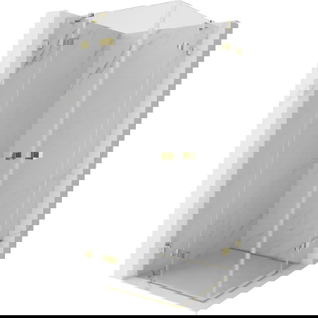 Mexen Lunar Διπλή καμπίνα ντους ανοιγόμενη 120 x 120 cm, διάφανη, χρυσή