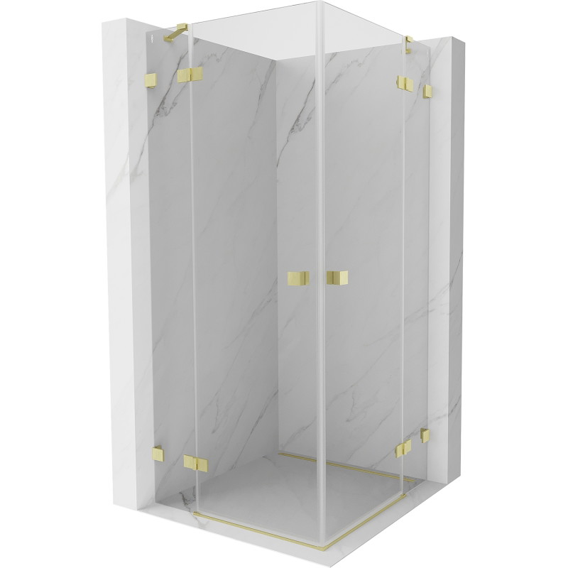 Mexen Lunar Duo pöördukseline dušinurk 85 x 85 cm, läbipaistev, kuldne harjatud - 834-085L-085P-55-00