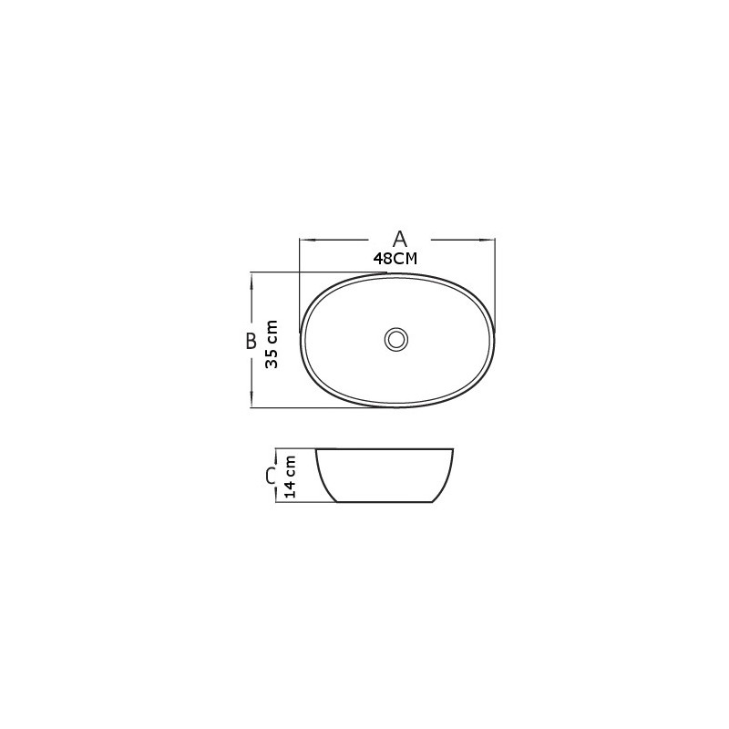Mexen Viki lavabo sobre encimera 48 x 35 cm, gris claro mate - 21054861
