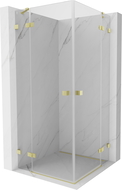 Mexen Lunar Duo Duschkabine, schwenkbar, 90 x 90 cm, transparent, gebürstetes Gold - 834-090L-090P-55-00
