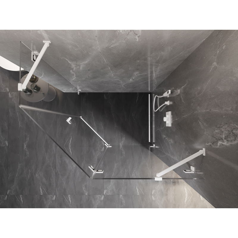 Mexen Lunar Pentagonal Right Hinged Shower Cabin 100 x 80 cm, transparent, white - 831-100P-080L-20-00-P