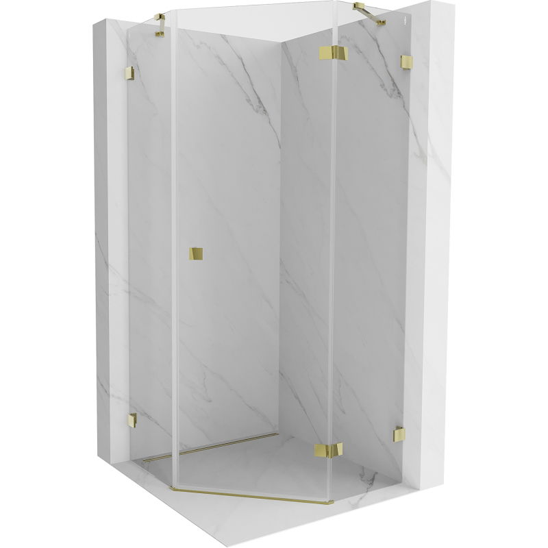 Mexen Lunar Fünfeck-Duschkabine Drehbar Rechts 80 x 80 cm, Transparent, Gold - 831-080P-080L-50-00-P