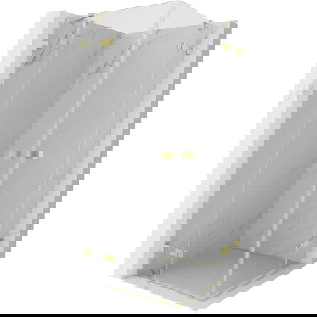 Mexen Lunar Διπλή ντουζιέρα με πόρτα 100 x 100 cm, διάφανη, βουρτσισμένο χρυσό