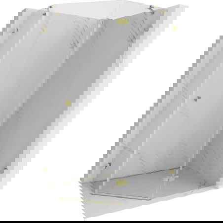 Mexen Lunar Fünfeck-Duschkabine rechts 90 x 80 cm, transparent, gold - 831-090P-080L-50-00-P