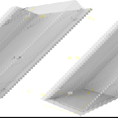 Mexen Lunar Dvojna prha kabine s steklom leva 110 x 80 cm, prozorna, zlata matirana - 834-110L-080P-55-00