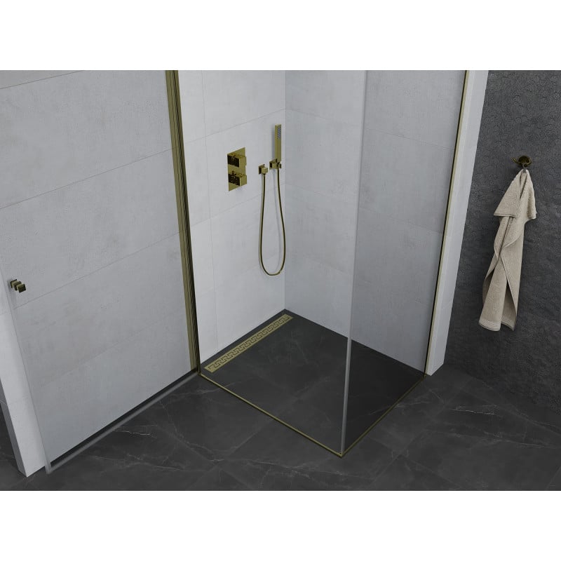 Mexen Pretoria cabine de douche pivotante 80 x 70 cm, transparent, or - 852-080-070-50-00
