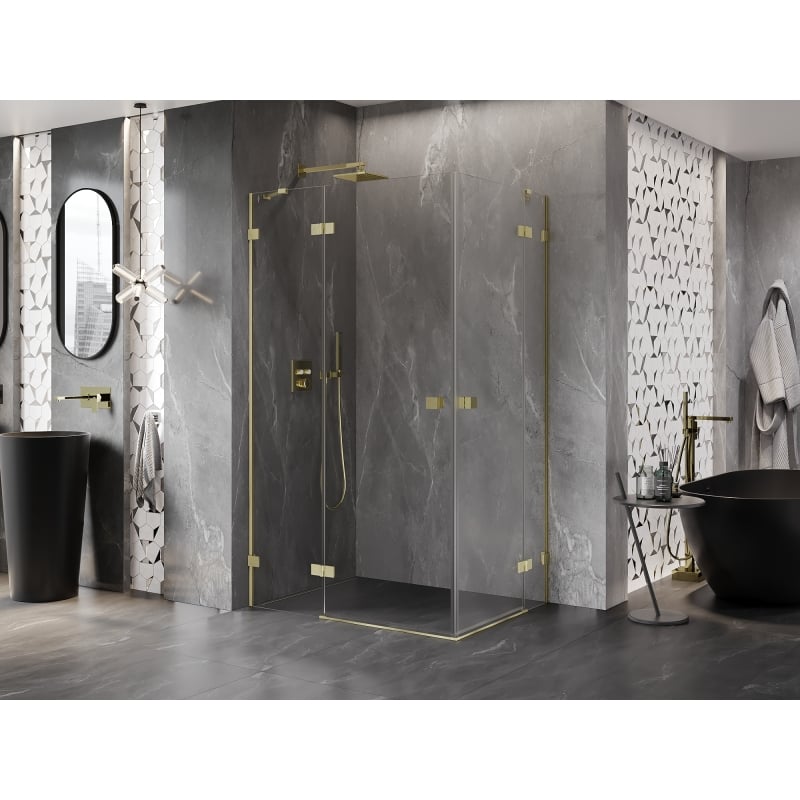Mexen Lunar Duo tuš kabina s dvostrukim vratima lijeva 110 x 95 cm, prozirna, zlatna brušena - 834-110L-095P-55-00