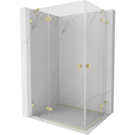 Mexen Lunar Duo kabina za tuš s lijevom preklopnom vratima 110 x 100 cm, prozirna, zlatno brušena - 834-110L-100P-55-00