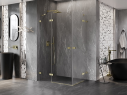 Mexen Lunar Duo kabina za tuš s lijevom preklopnom vratima 110 x 100 cm, prozirna, zlatno brušena - 834-110L-100P-55-00