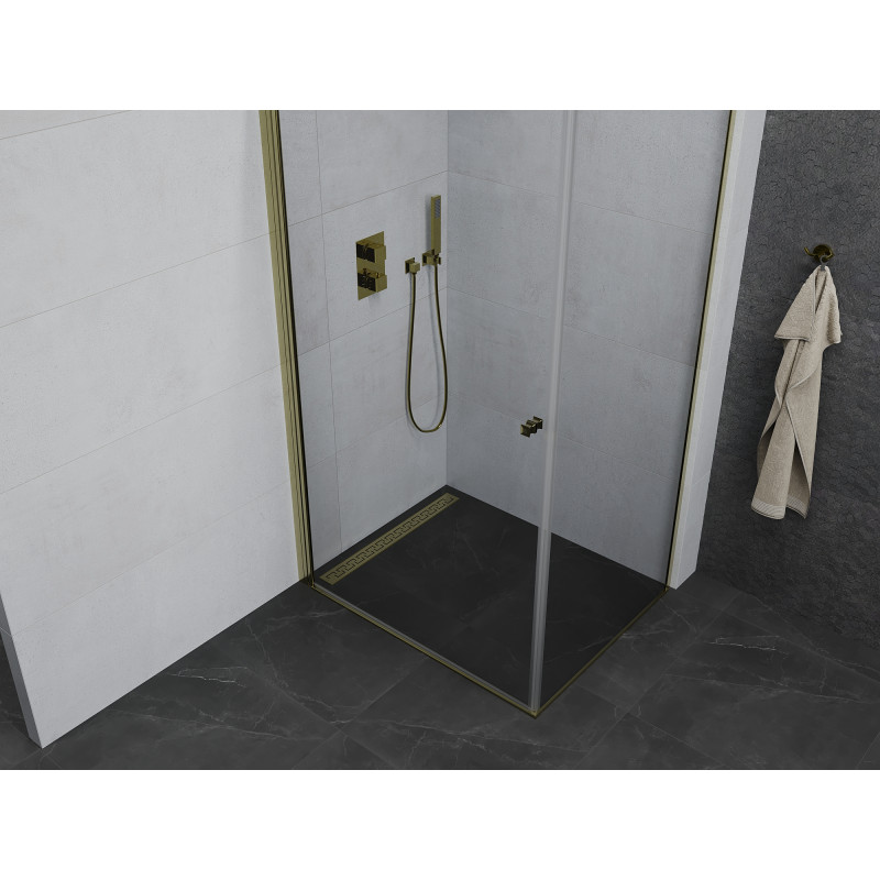 Mexen Pretoria cabine de douche pivotante 80 x 100 cm, transparent, or - 852-080-100-50-00