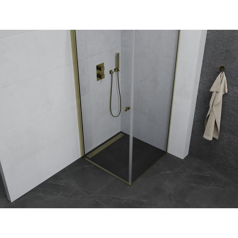 Mexen Pretoria tuš kabina sa vratima koja se otvaraju 90 x 90 cm, prozirna, zlatna - 852-090-090-50-00