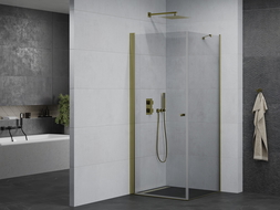 Mexen Pretoria cabina doccia ad anta battente 70 x 70 cm, trasparente, oro - 852-070-070-50-00