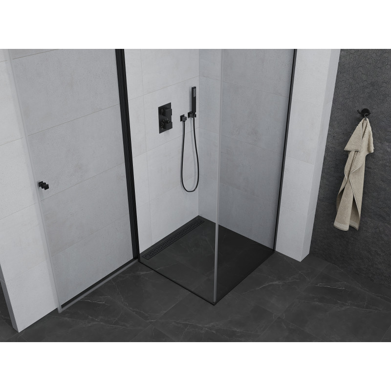 Mexen Pretoria Duschkabine schwenkbar 70 x 70 cm, transparent, schwarz - 852-070-070-70-00