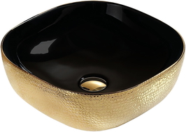 Mexen Vera lavabo da appoggio 42 x 42 cm, oro/nero - 21074177