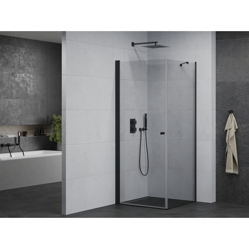 Mexen Pretoria draaide douchecabine 90 x 90 cm, transparant, zwart - 852-090-090-70-00