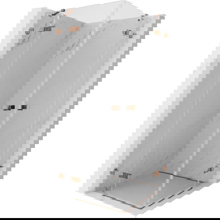 Mexen Lunar Duo cabine de douche pivotante 95 x 95 cm, transparent, or rose - 834-095L-095P-60-00