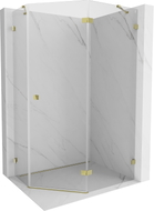 Mexen Lunar petokutna preklopna tuš kabina desna 100 x 90 cm, prozirna, zlatna - 831-100P-090L-50-00-P