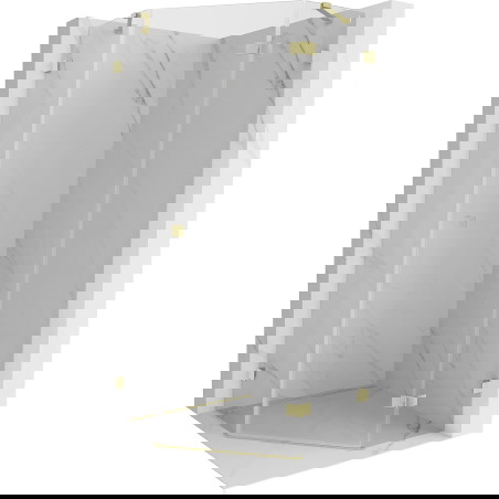 Mexen Lunar petkotna pršna kabina z nihajnimi vrati desno 80 x 80 cm, prozorna, zlata ščetkana - 831-080P-080L-55-00-P