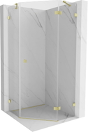 Mexen Lunar pentagonal shower enclosure hinged right 80 x 80 cm, transparent, brushed gold - 831-080P-080L-55-00-P