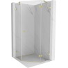 Mexen Lunar vijfhoekige douchecabine zwenkbaar rechts 90 x 90 cm, transparant, goud geborsteld - 831-090P-090L-55-00-P