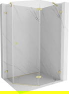 Mexen Lunar cabine de douche pentagonale à charnière droite 100 x 80 cm, transparente, or brossé - 831-100P-080L-55-00-P