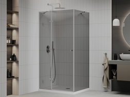 Mexen Roma preklopna tuš kabina 70 x 80 cm, grafit, krom + tuš kada Flat, bijela - 854-070-080-01-40-4010