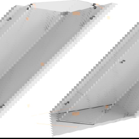 Mexen Lunar pentagon tuš kabina z nihajhimi vrati na desni strani 100 x 80 cm, transparentna, rožnato zlato