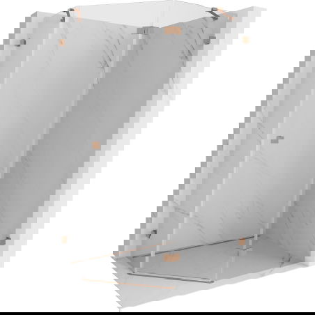 Mexen Lunar Fünfeck-Duschkabine, rechts öffnend 100 x 80 cm, transparent, gebürstetes Kupfer - 831-100P-080L-65-00-P