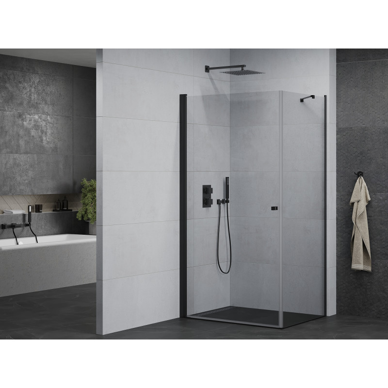 Mexen Pretoria Schwingbare Duschkabine 90 x 100 cm, transparent, schwarz - 852-090-100-70-00