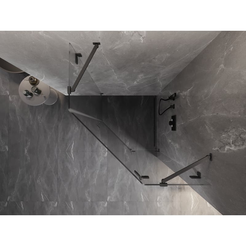 Mexen Lunar kabina prysznicowa pięciokątna uchylna prawa 80 x 80 cm, transparent, gun gray szczotkowany - 831-080P-080L-66-00-P