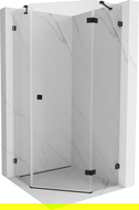 Mexen Lunar pentagonal right hinged shower enclosure 80 x 80 cm, transparent, black - 831-080P-080L-70-00-P