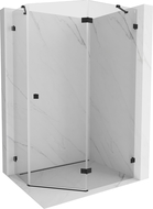 Mexen Lunar cabine de douche pentagonale pivotante droite 90 x 80 cm, transparente, noire - 831-090P-080L-70-00-P