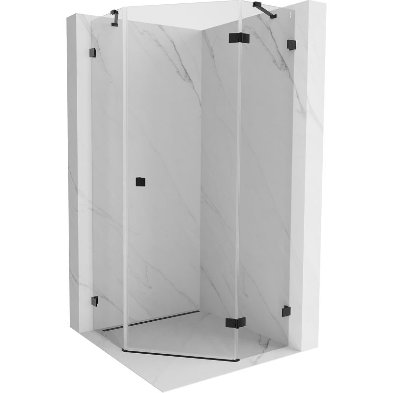 Mexen Lunar vijfhoekige draaideur douchecabine rechts 90 x 90 cm, transparant, zwart - 831-090P-090L-70-00-P