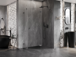 Mexen Lunar cabine de douche pentagonale pivotante droite 90 x 80 cm, transparent, gun metal - 831-090P-080L-95-00-P