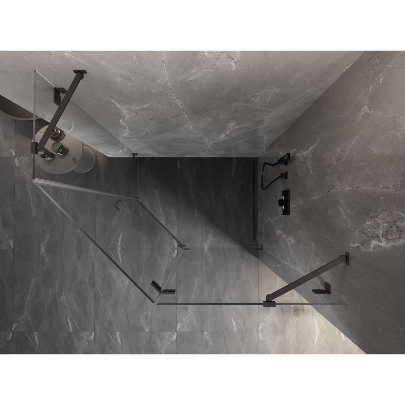 Mexen Lunar fünfeckige Duschkabine, rechts öffnend, 100 x 80 cm, transparent, gun metal - 831-100P-080L-95-00-P