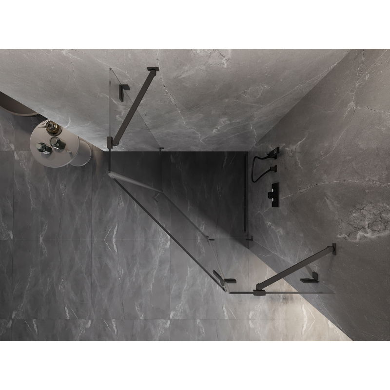 Mexen Lunar cabina doccia pentagonale ad anta destra 100 x 100 cm, trasparente, canna di fucile - 831-100P-100L-95-00-P