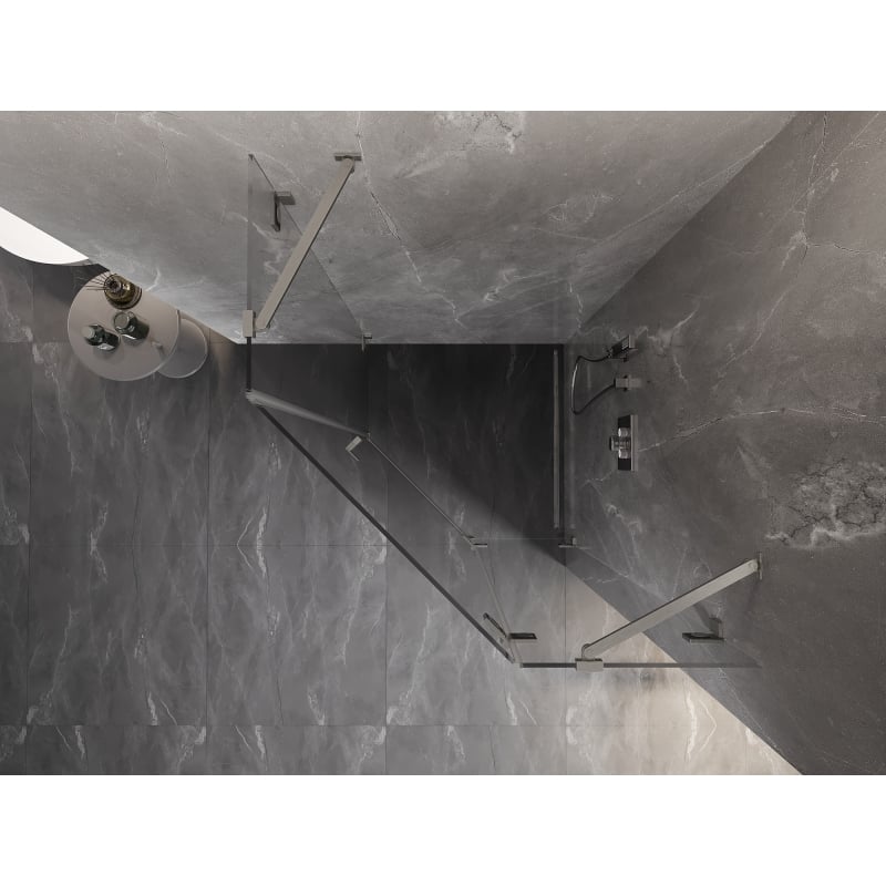 Mexen Lunar cabine de douche pentagonale pivotante droite 80 x 80 cm, transparent, nickel brossé - 831-080P-080L-97-00-P